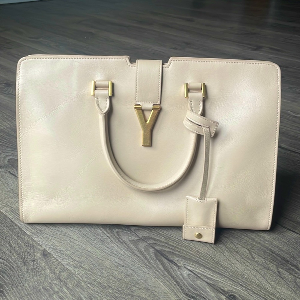 Yves Saint Laurent YSL Classic Y Cabas Tote Bag in Beige